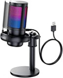COCONISE Micrófono Gaming RGB, Microfono pastilla cardioide para PC Mac PS4 PS5, Mute Touch, Equipado con conector para auriculares, Perilla para ajustar el volumen,Filtro Anti-Pop