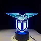 Ss Lazio Italian Club Lampada a LED a luce notturna 3D Touch Sensor 7 Lampada da tavolo per tavolo da bar da ufficio a colori cambianti per ufficio