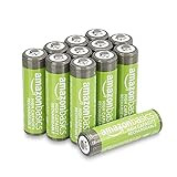 Amazon Basics - Batterie AA ricaricabili, ad alta capacità, 2400 mAh, pre-caricate, confezione da 12