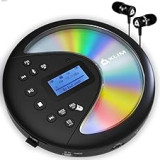 KLIM Discover + Lettore CD HiFi portatile + NUOVO 2023 + Cuffie incluse + Radio FM + Compatibile con MP3 CD Audiolibri + Lettore CD per auto + Supporta Bluetooth per Auto, scheda SD, Trasmettitore FM