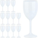 Relaxdays Bicchieri Calici di Plastica, Set, Antiurto, Riutilizzabili, Senza BPA, Champagne e Spumante, Bianco, 12 unità (Confezione da 1)