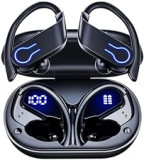 EUQQ Cuffie Bluetooth 5.3 Sportive con Diaframma Grafene 13mm - Qualità Suono HiFi, Riduzione Rumore ENC, Autonomia 120h, Nero