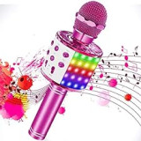 SaponinTree Microfono Karaoke Bluetooth Portatile, Microfono Bluetooth con Luce LED Altoparlante Funzione di Registrazione, Portatile per Bambini per Casa KTV Esterno Festa